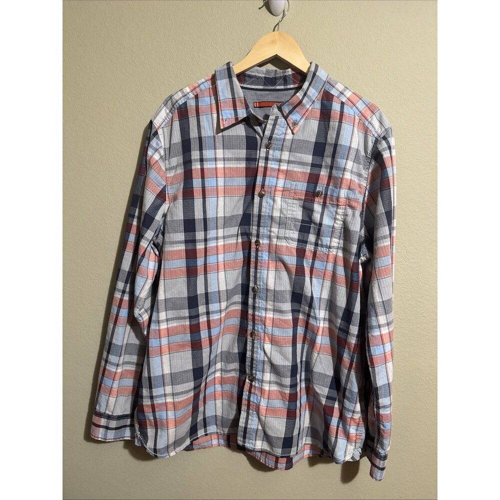 The North Face Plaid Button Down Mens XLarge Blue Red Grey Long Sleeve Shirt
